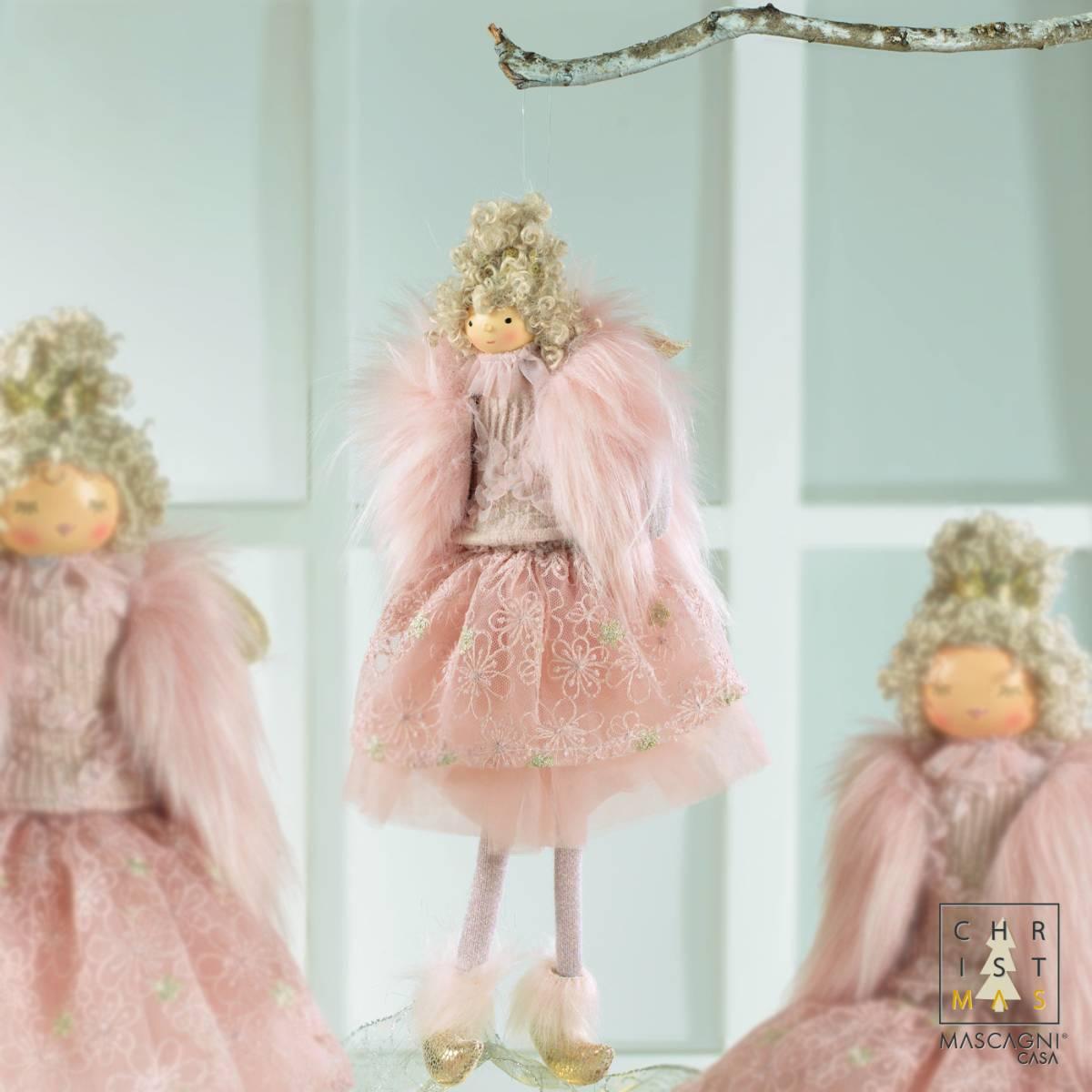 Pupazzo Angelo in Tessuto Rosa cm.36 |Mascagni