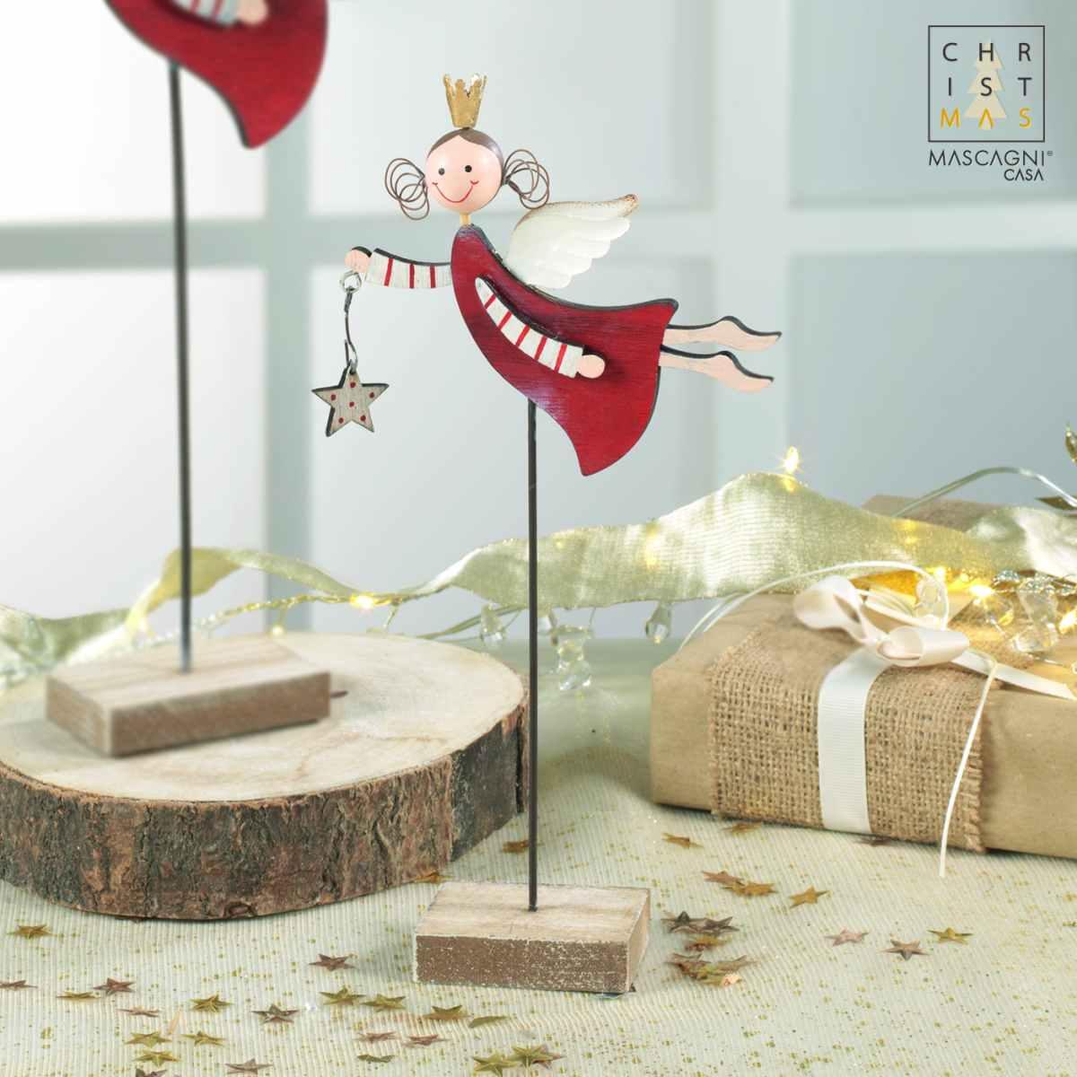 Angelo Legno con Piedistallo cm.27 |Mascagni