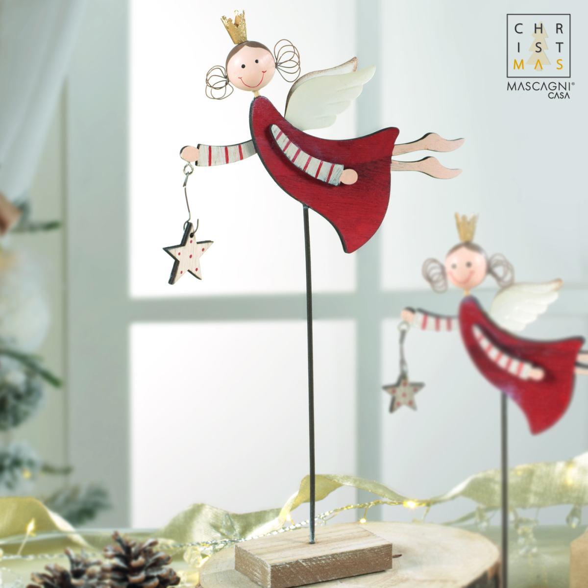 Angelo Legno con Piedistallo cm.33 |Mascagni