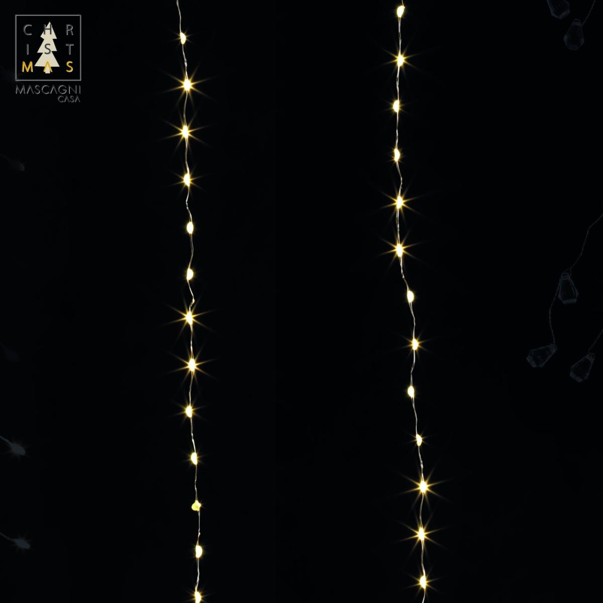 Luci Natale Esterno Batteria LED 80 Micro Bianco Caldo con Flash e Timer |Mascagni