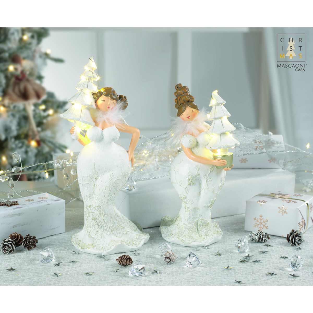 Statua Angelo Resina Formoso con LED cm.22,5 |Mascagni