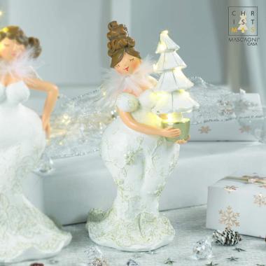 Statua Angelo Resina Formoso con LED cm.22,5 |Mascagni