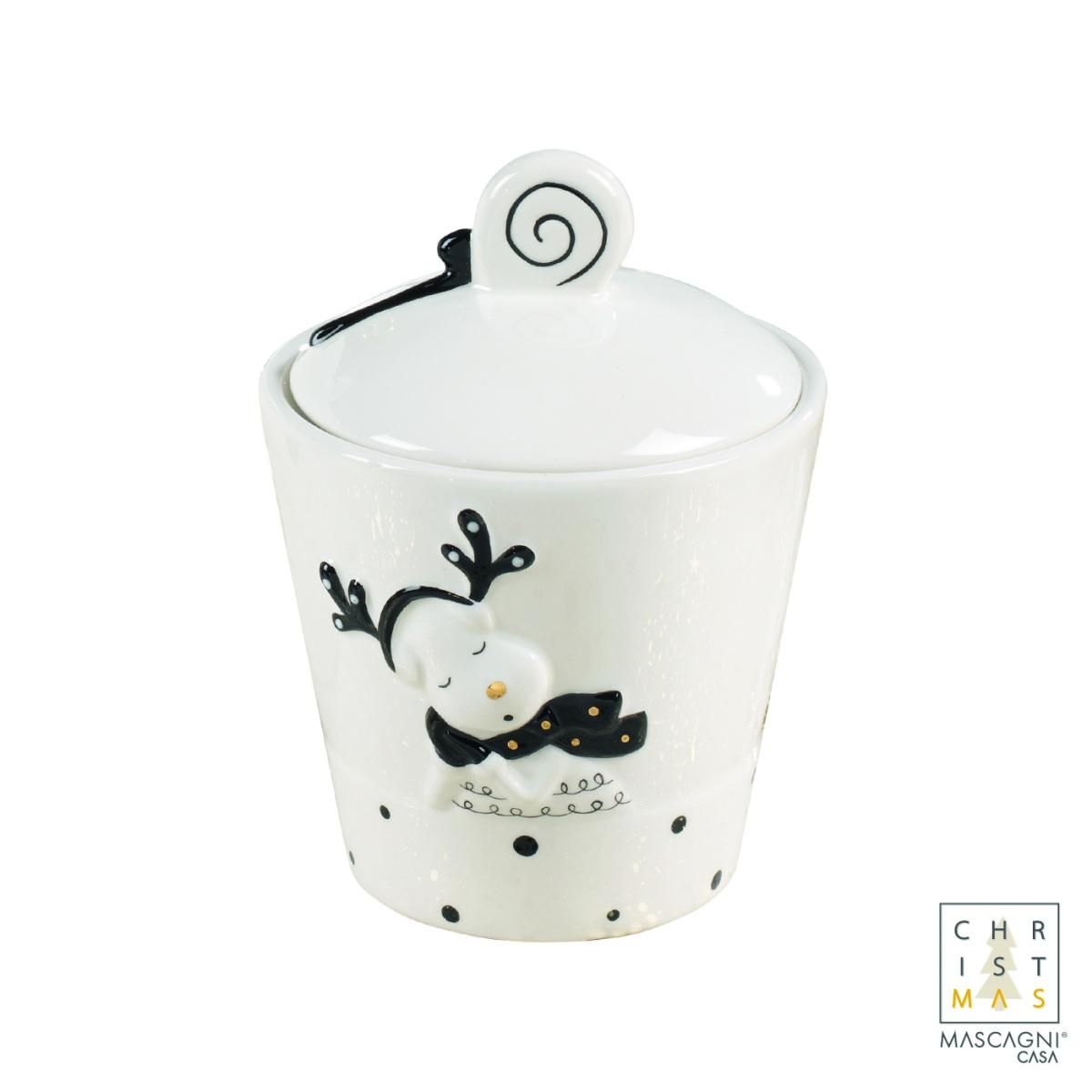 Barattolo Natale Ceramica con Renna cm.12x16 |Mascagni
