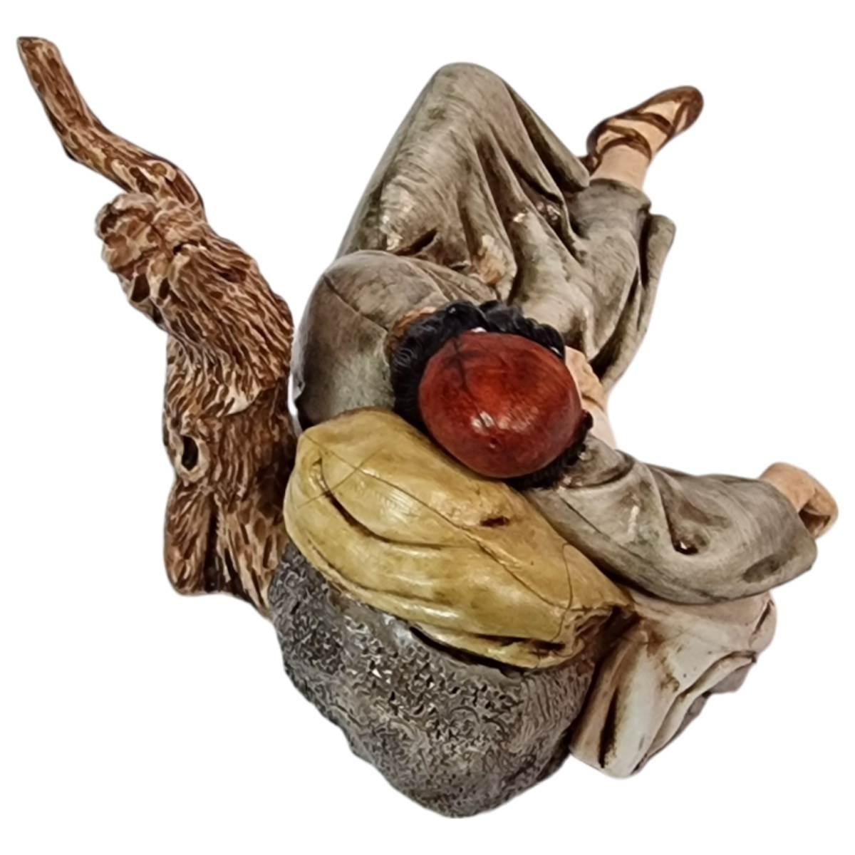Statua presepe 13 cm dormiente sdraiato sul tronco