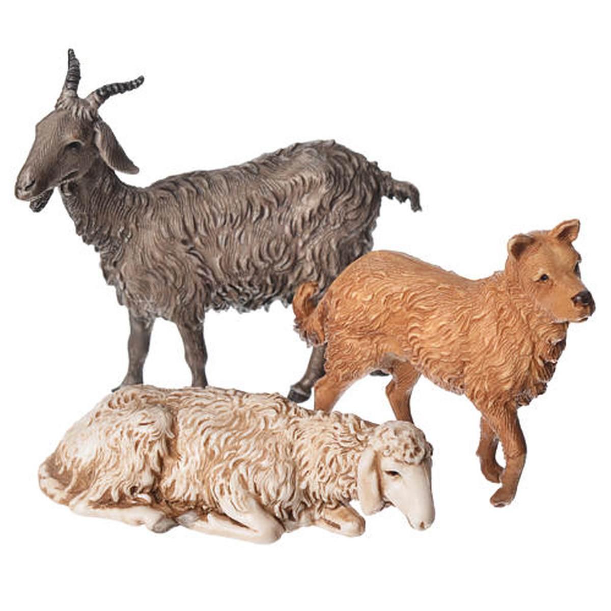 Animali Pecore Capra e Cane Set pz.6 Stature da cm.13 | Moranduzzo