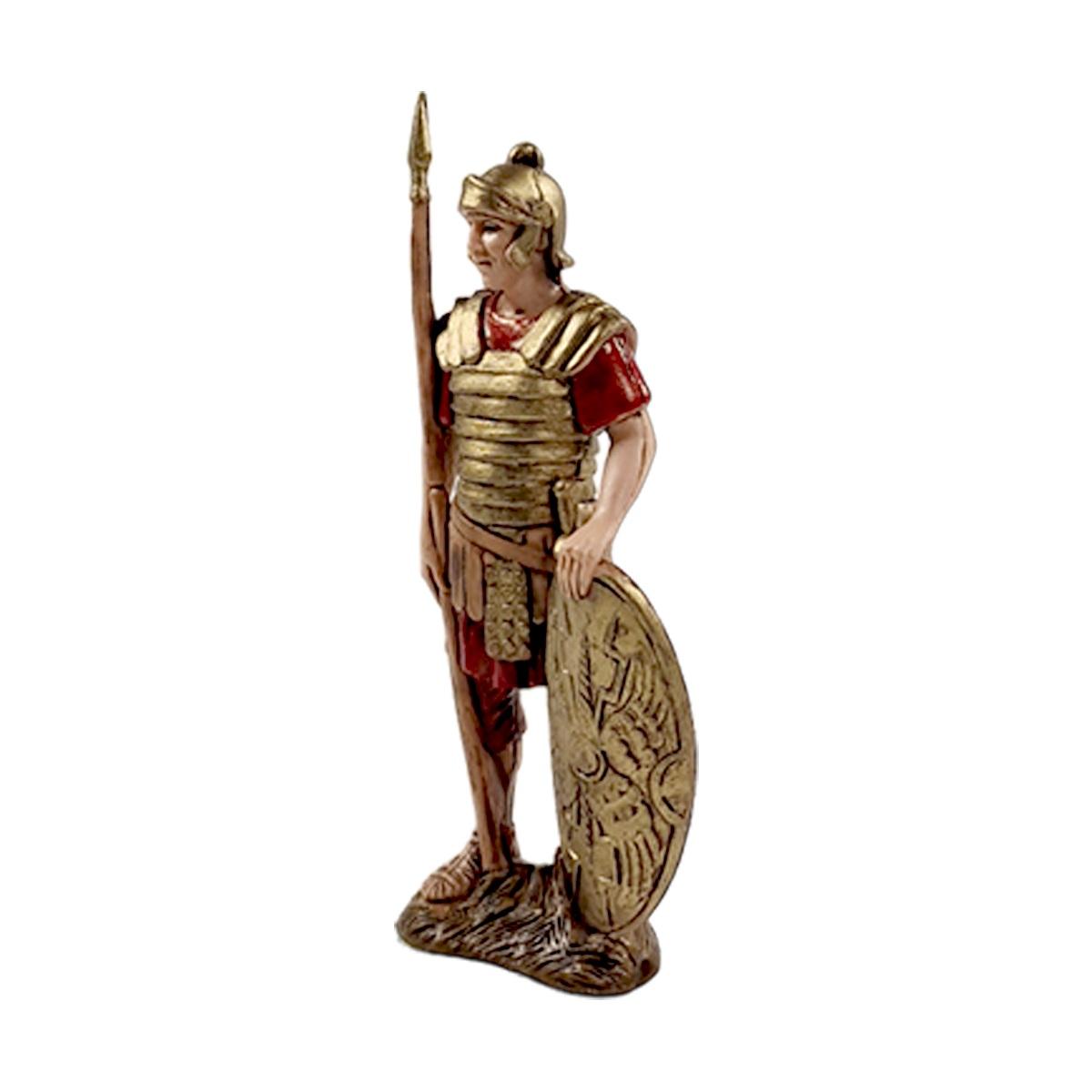 Statua presepe 10 cm soldato romano con scudo e picca