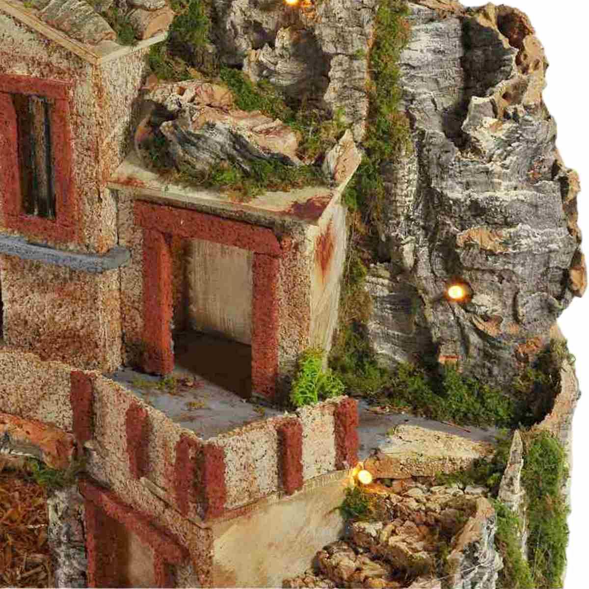 Paesaggio Legno con Luci Fontana cm.48x28xH40 | Arte del Presepe