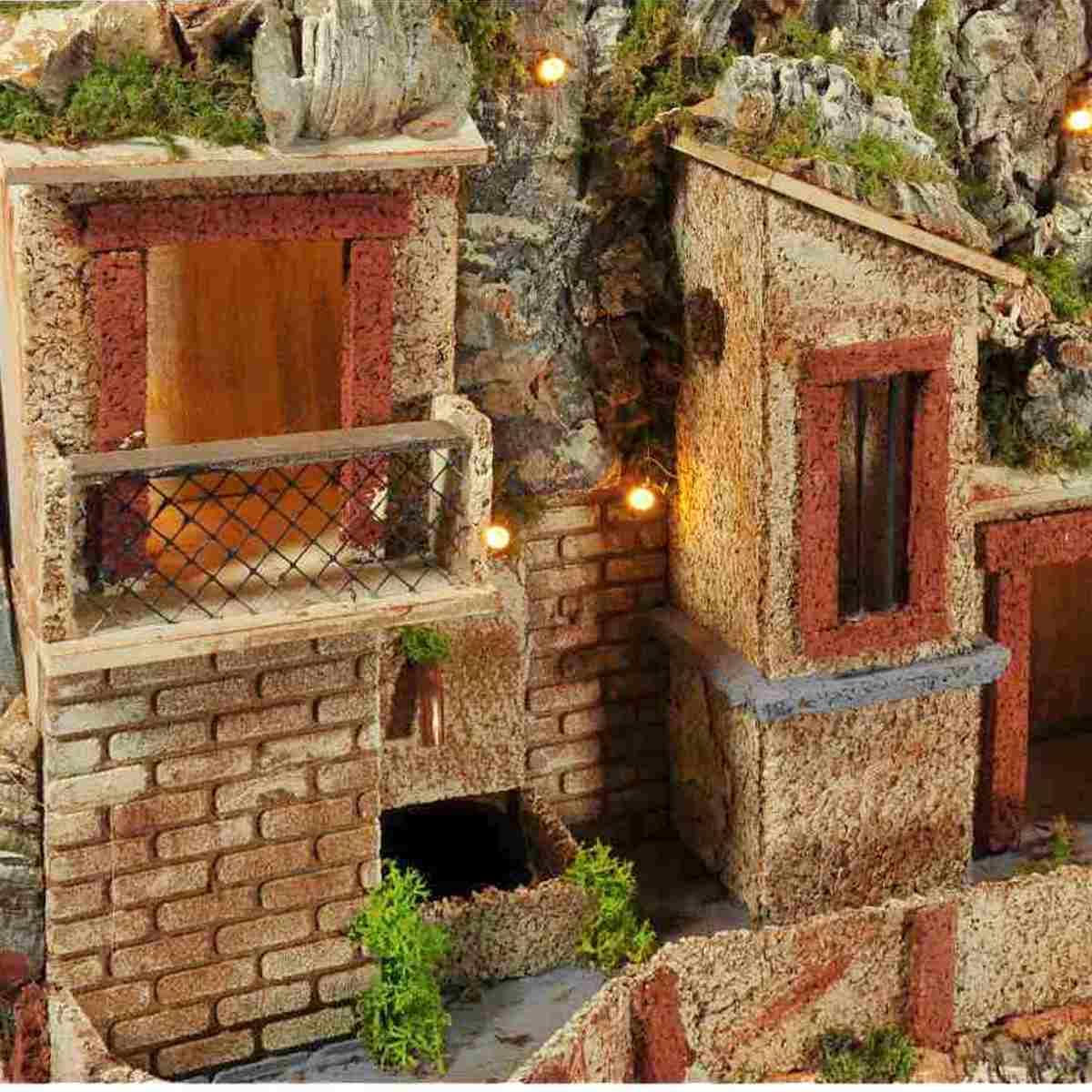 Paesaggio Legno con Luci Fontana cm.48x28xH40 | Arte del Presepe