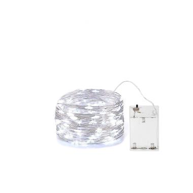 Luci Natale Esterno Batteria LED 60 Micro Bianco Freddo mt.6 |New Power