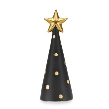 Albero Natale cm.27 Nero Pois Ceramica |Fade