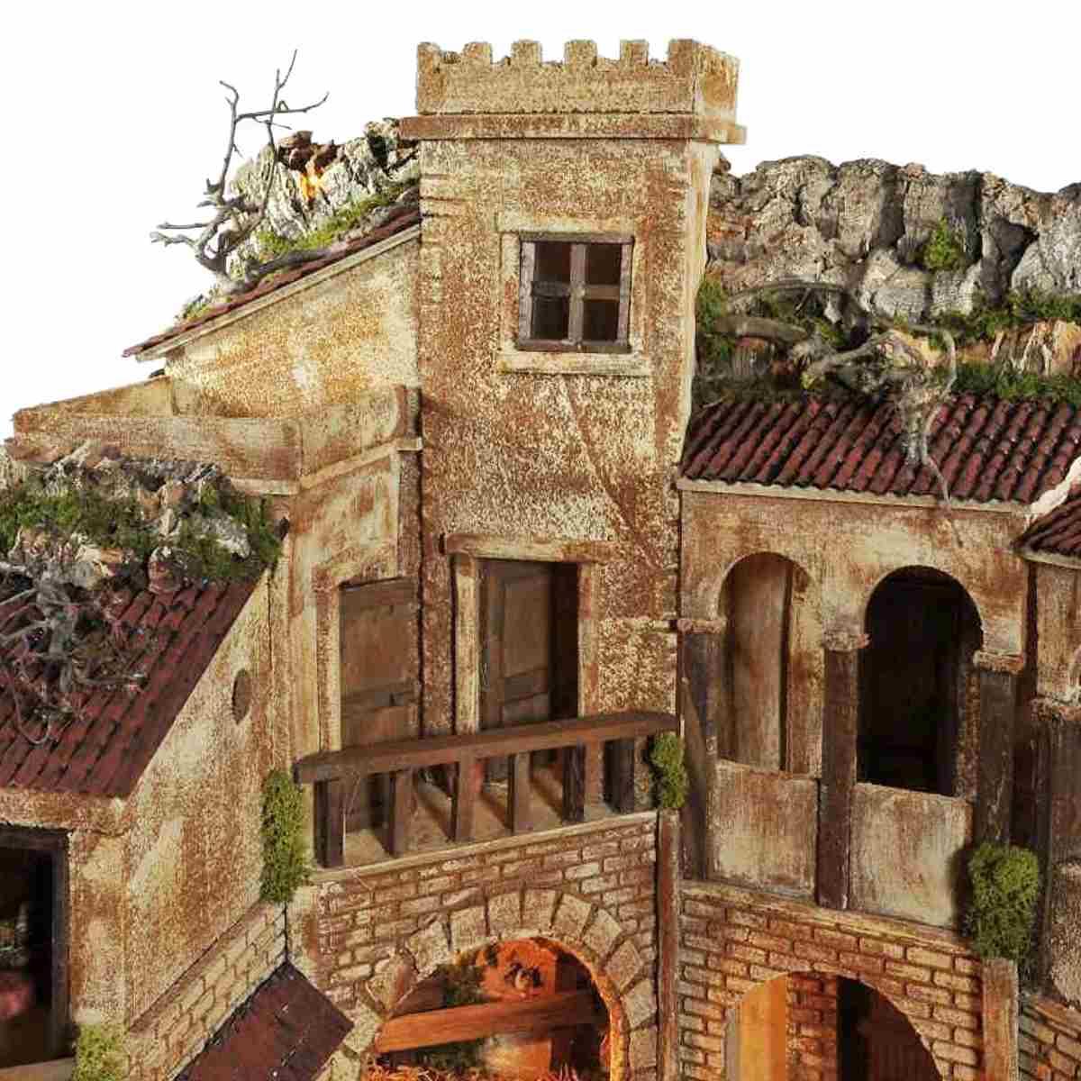 Paesaggio con Luci Porticati Fontana cm.77x57xH63 PR183 | Arte del Presepe