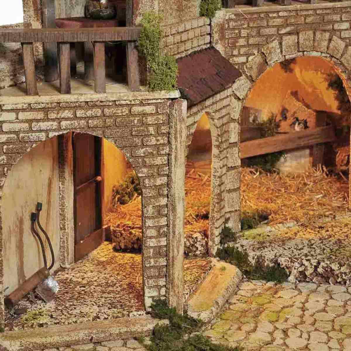 Paesaggio con Luci Porticati Fontana cm.77x57xH63 PR183 | Arte del Presepe