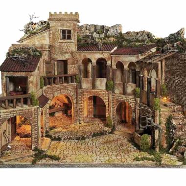 Paesaggio con Luci Porticati Fontana cm.77x57xH63 PR183 | Arte del Presepe