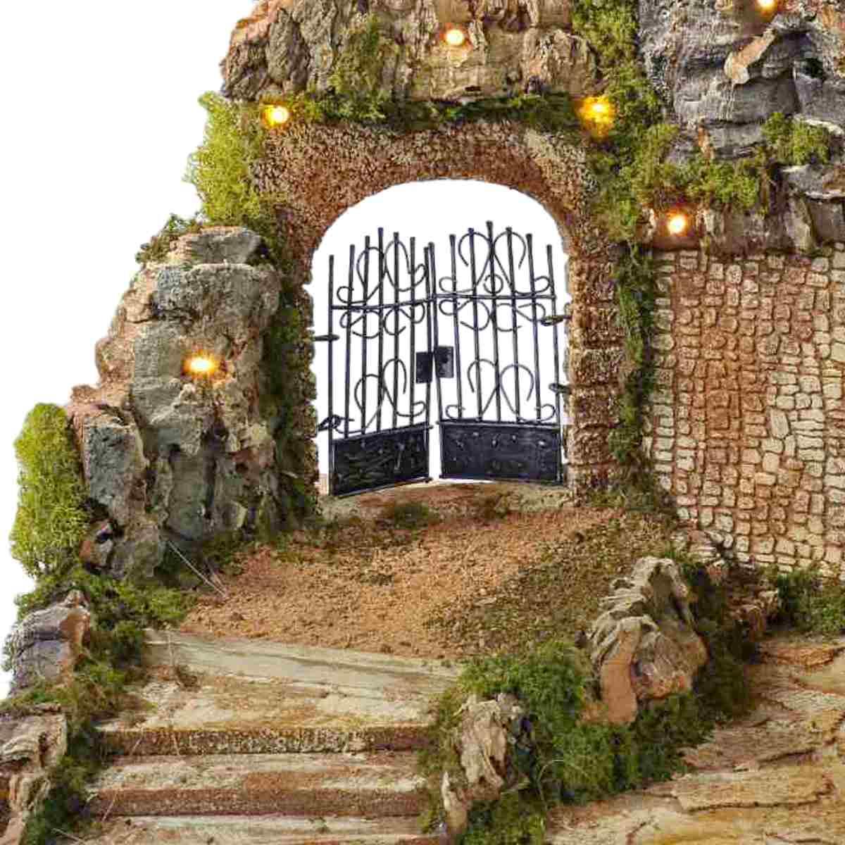 Paesaggio con Luci Cancello Ambientazioni cm.57x37xH47 | Arte del Presepe