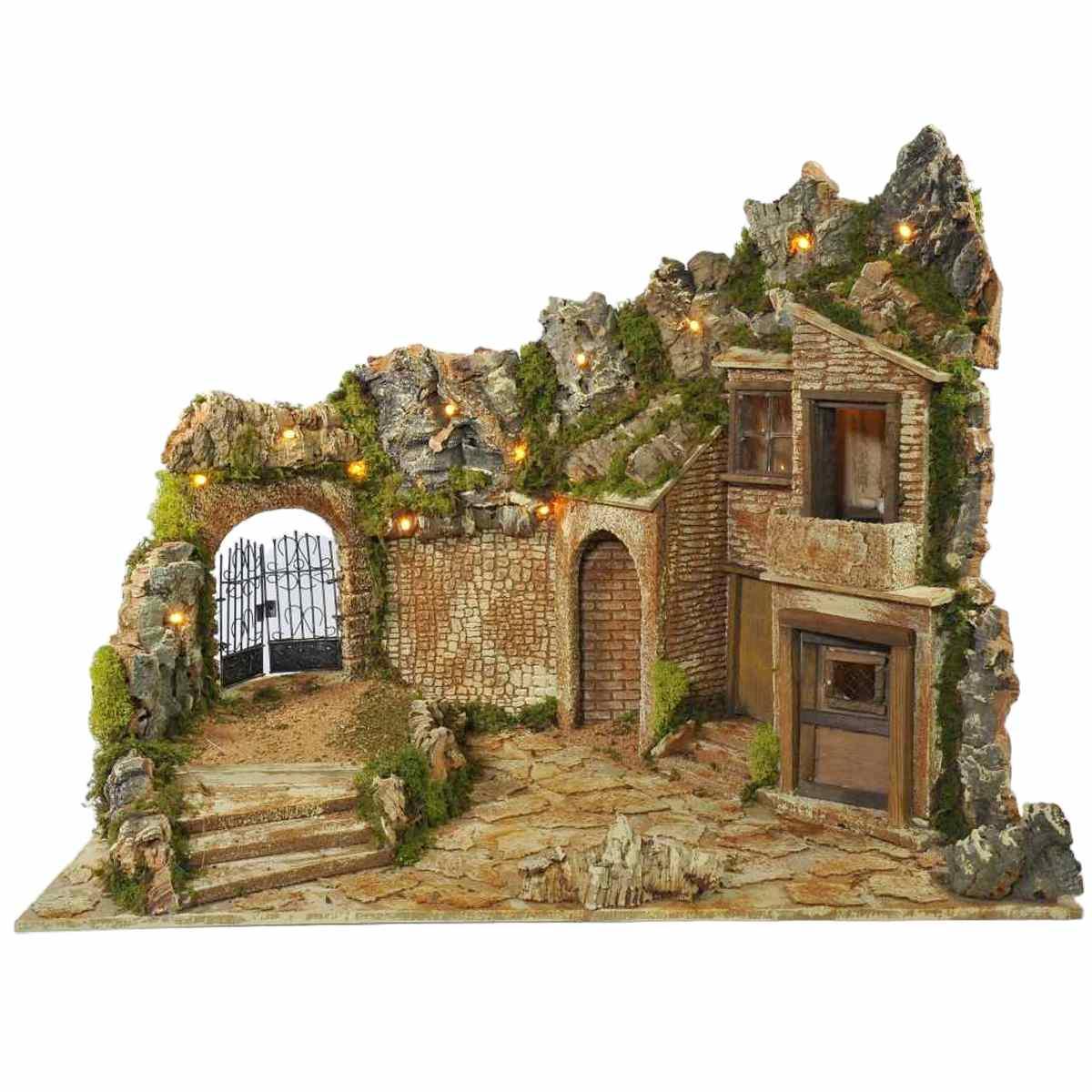 Paesaggio con Luci Cancello Ambientazioni cm.57x37xH47 | Arte del Presepe