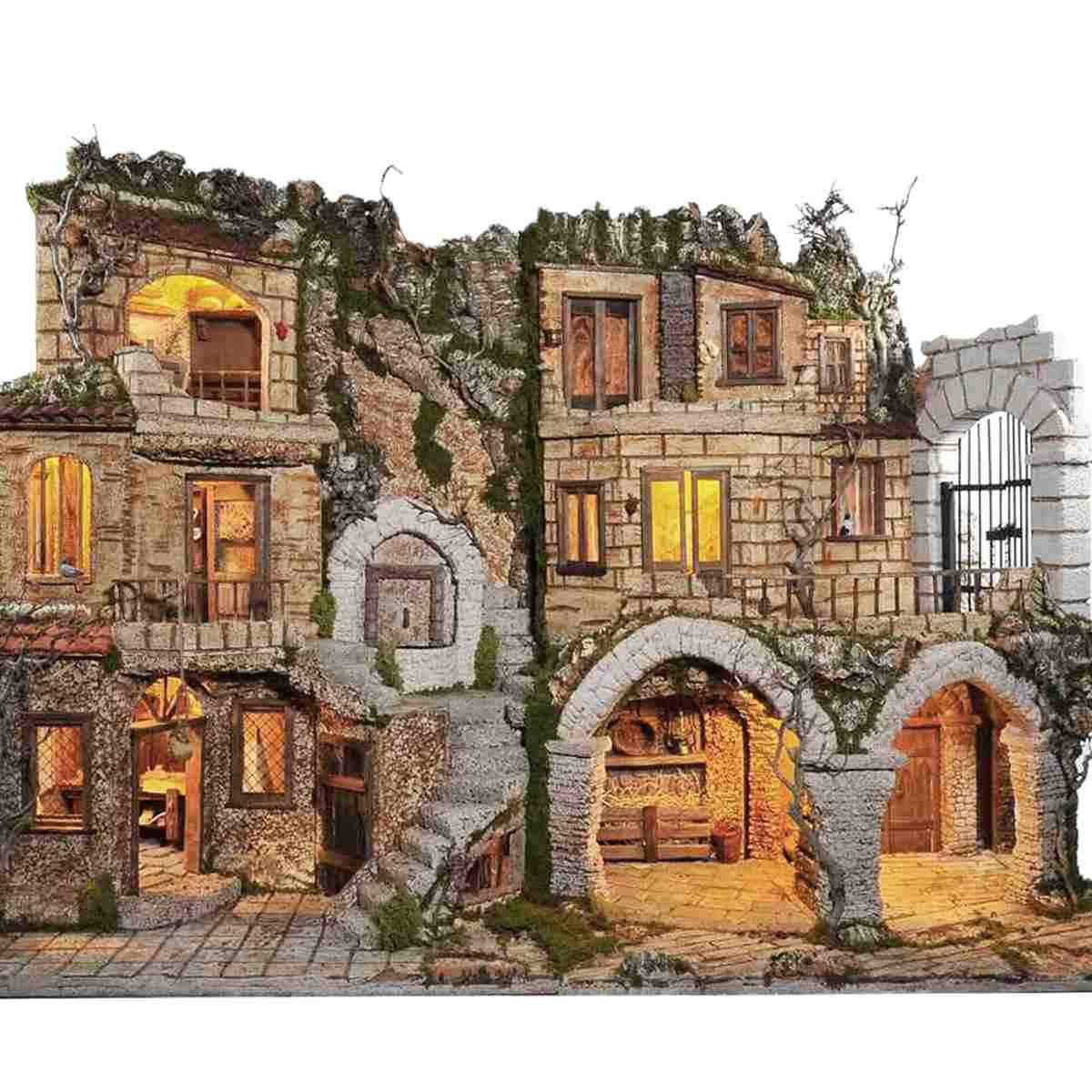 Paesaggio con Luci Maxi 2 moduli con Ambientazioni cm.154x58xH105 | Arte del Presepe