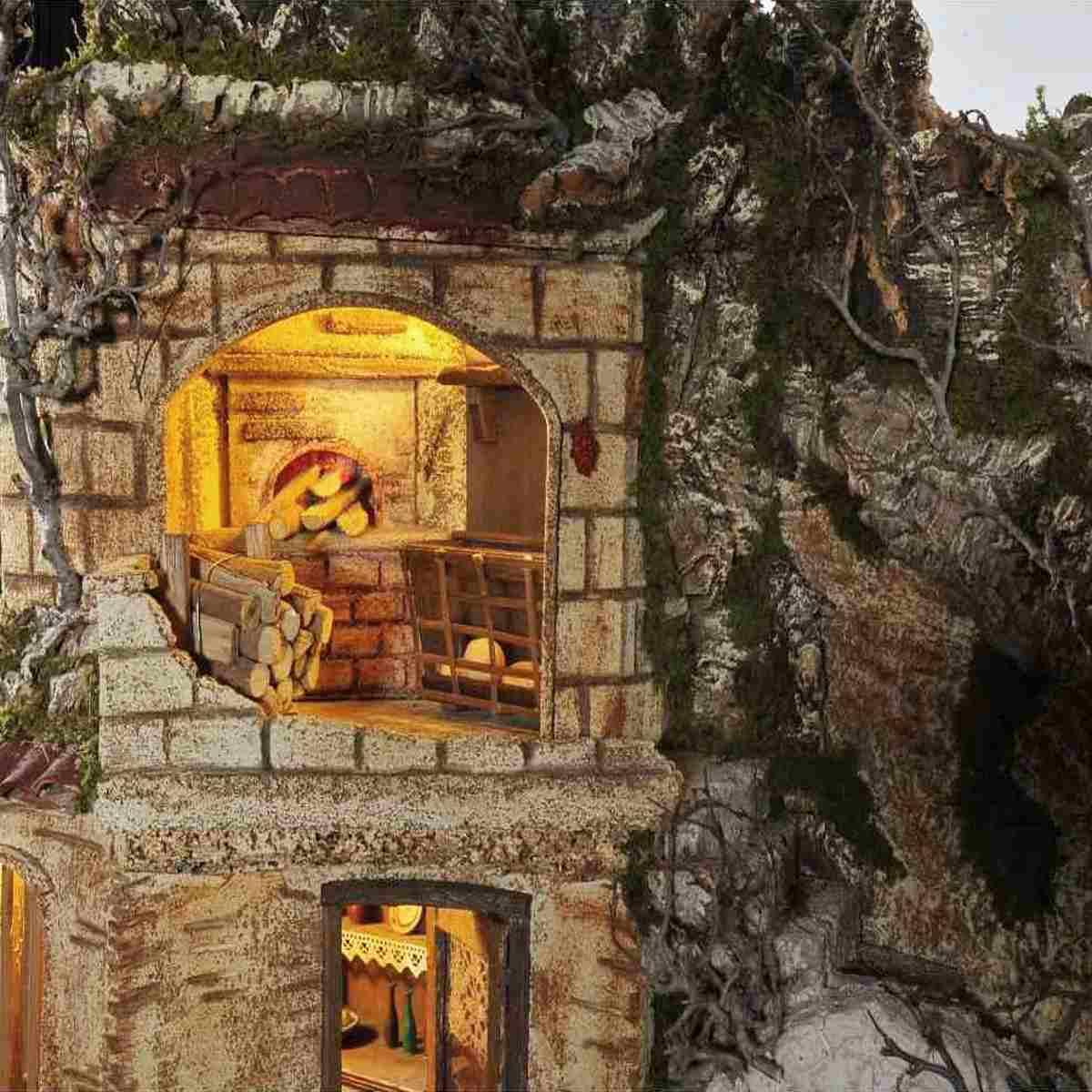 Paesaggio con Luci Maxi 2 moduli con Ambientazioni cm.154x58xH105 | Arte del Presepe