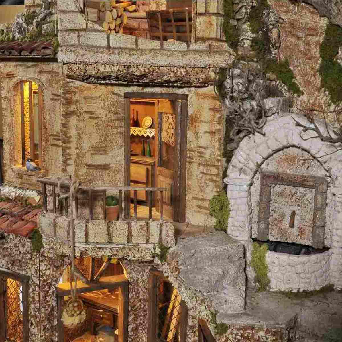 Paesaggio con Luci Maxi 2 moduli con Ambientazioni cm.154x58xH105 | Arte del Presepe
