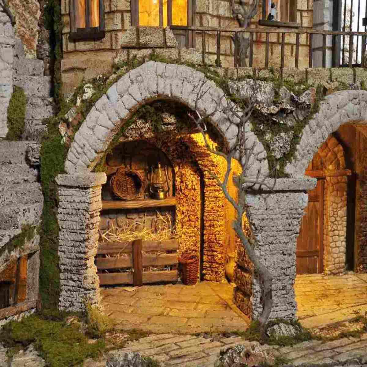 Paesaggio con Luci Maxi 2 moduli con Ambientazioni cm.154x58xH105 | Arte del Presepe