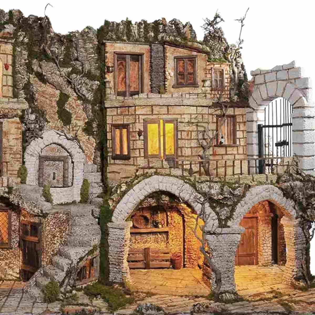 Paesaggio con Luci Maxi 2 moduli con Ambientazioni cm.154x58xH105 | Arte del Presepe