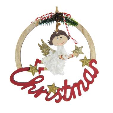 Fuoriporta Legno con Scritta Christmas cm.Ø15 |Mazzeo