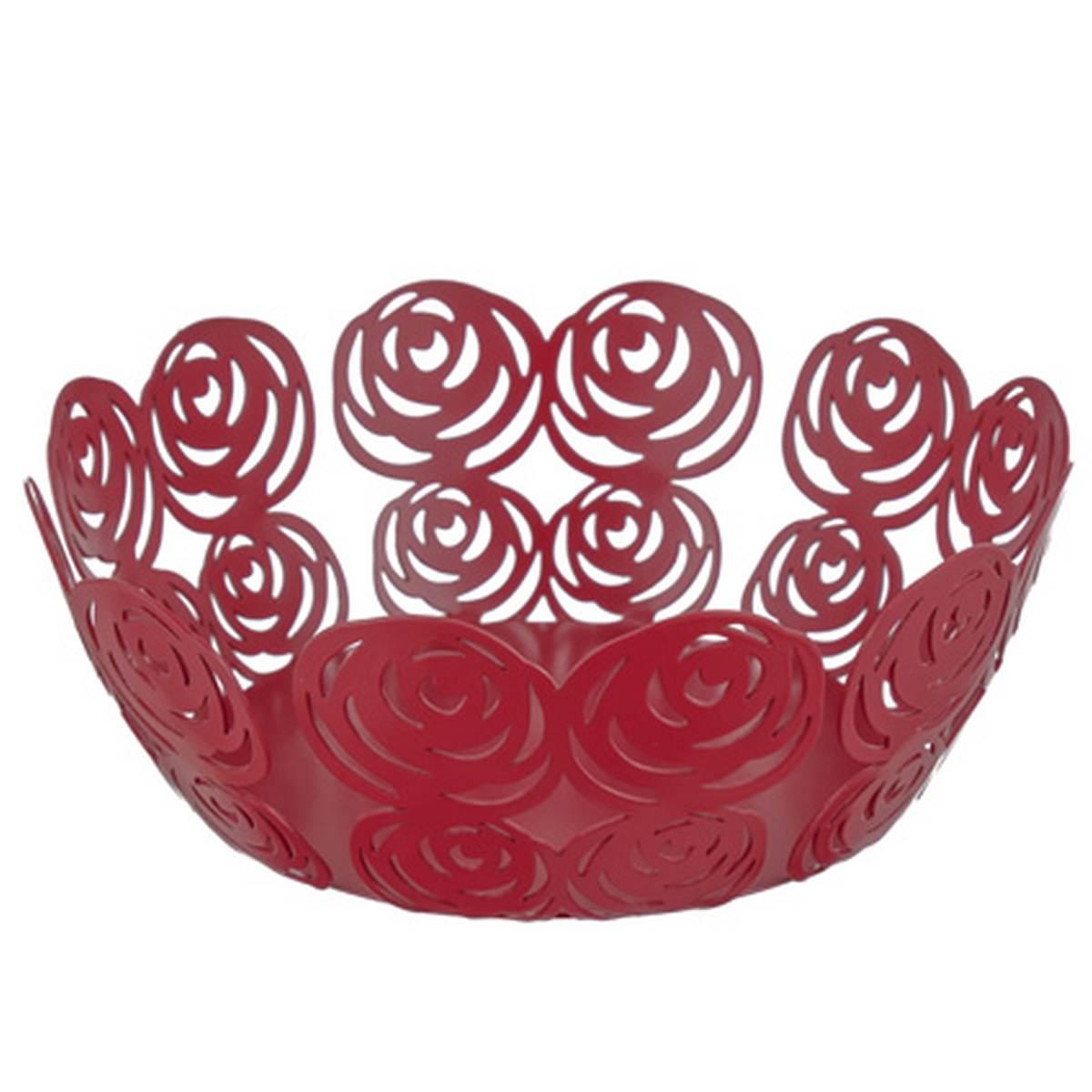 Portafrutta Metallo Rose Rosse cm.20 |Montemaggi