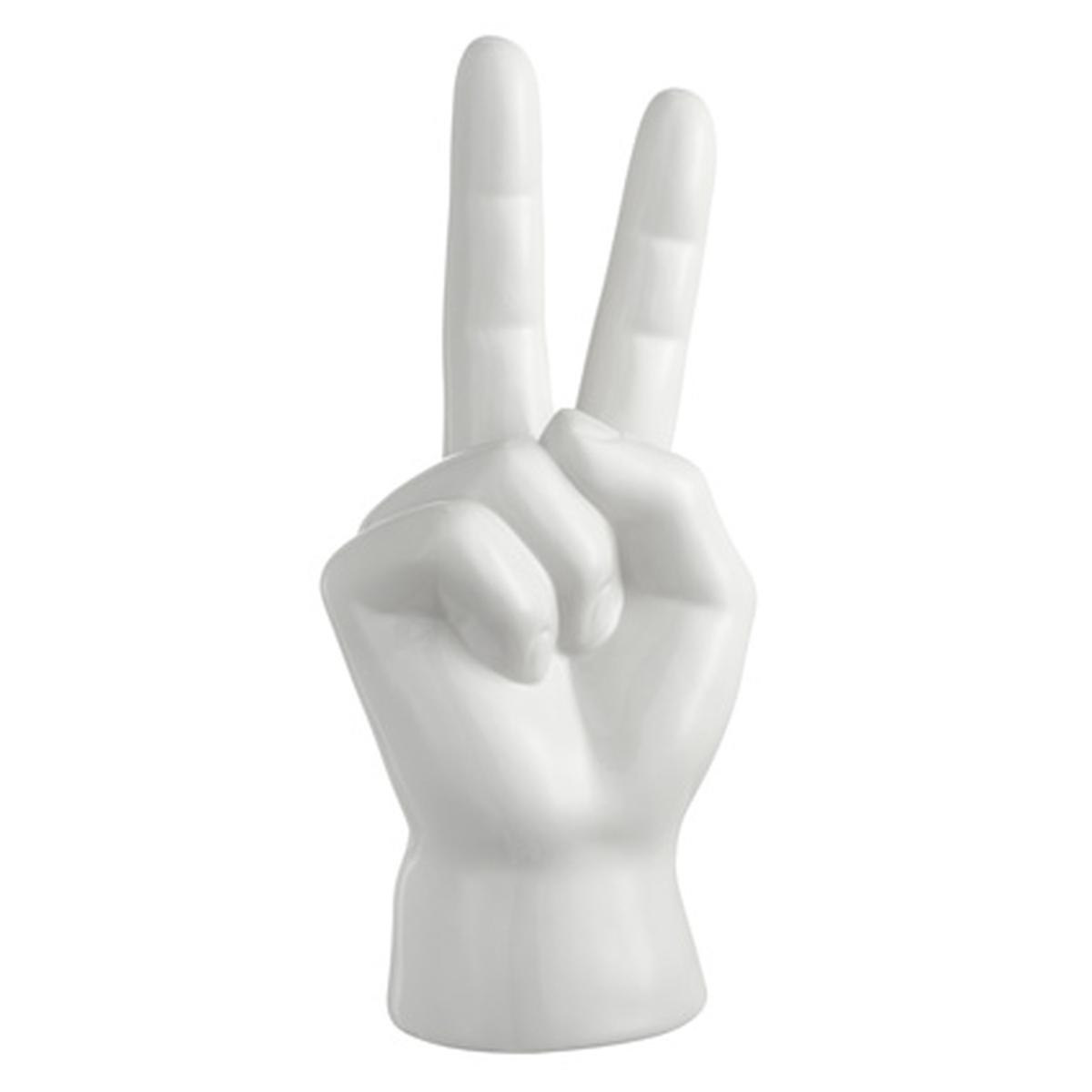 Mano Ceramica Bianca Segno Vittoria cm.10x7x23
