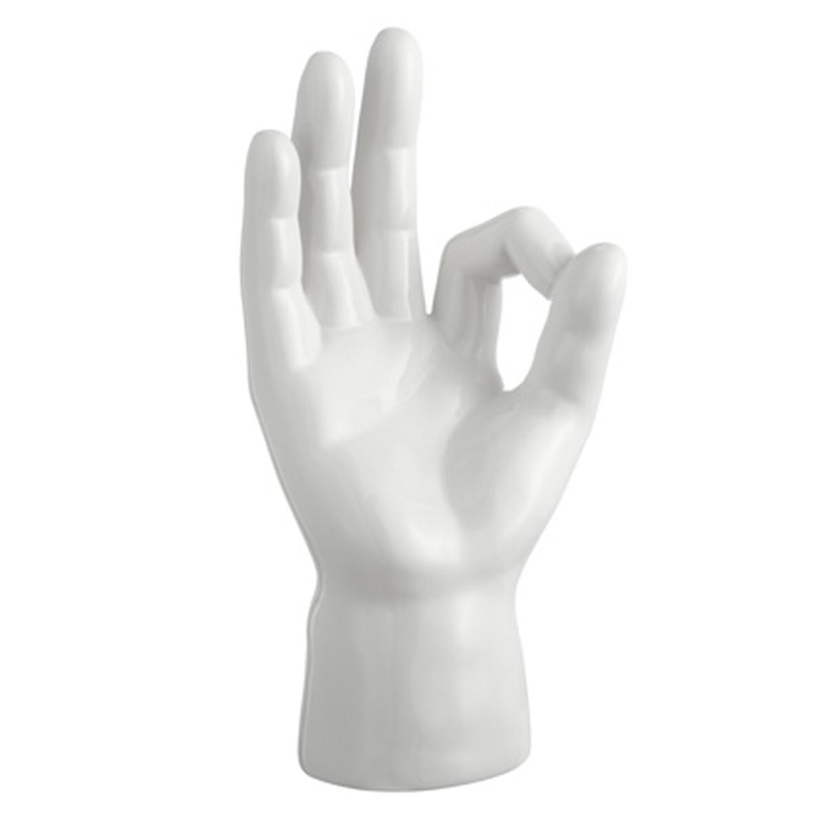 Mano Ceramica Bianca Segno Okay cm.10x9x23