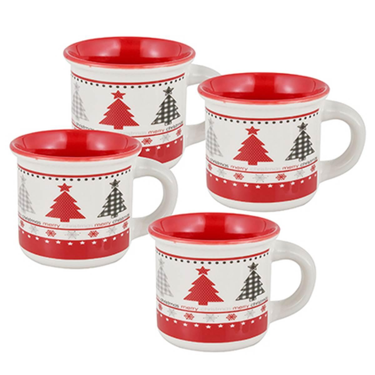 Tazzine Caffè Natalizia Set pz.4 Natale Porcellana |Montemaggi