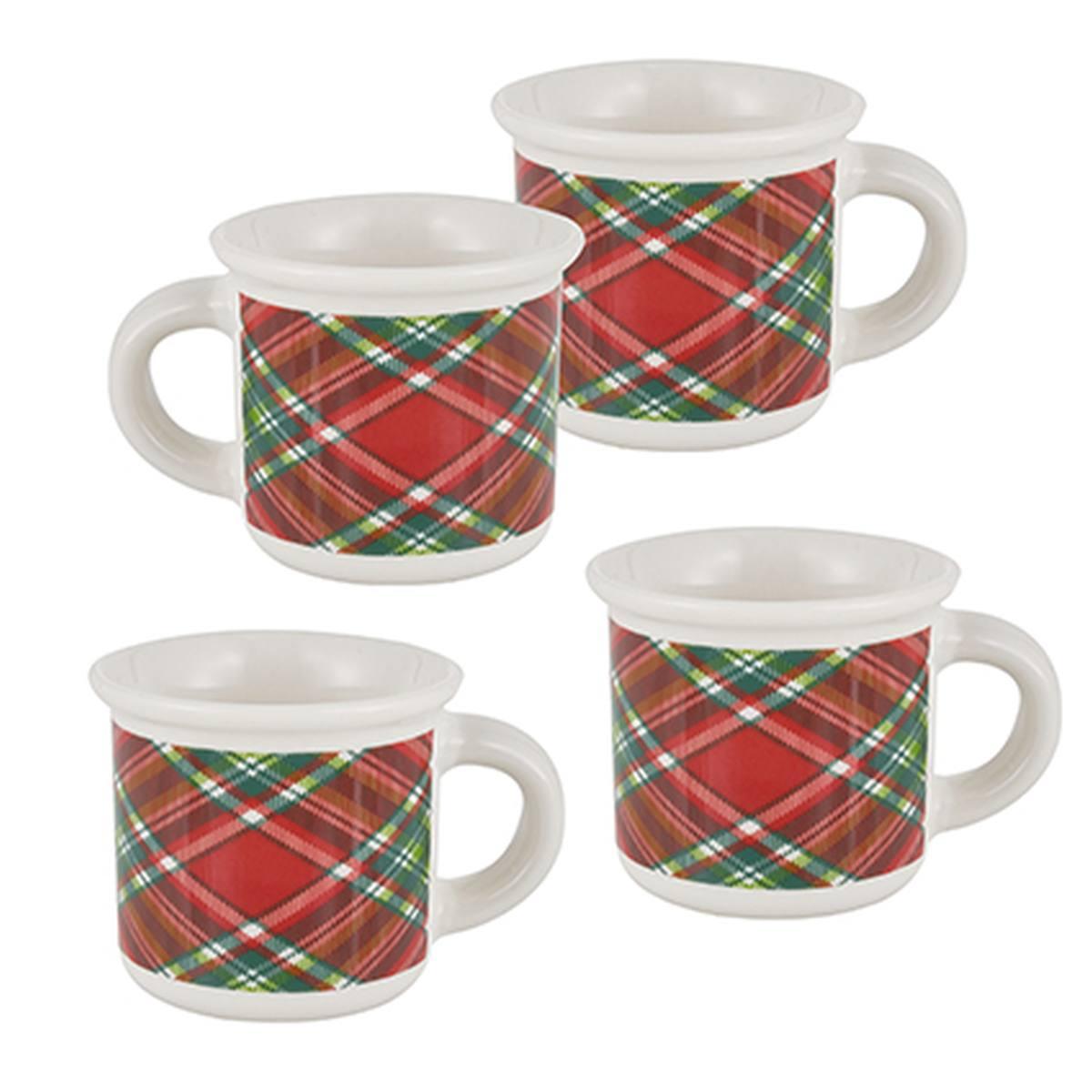 Tazzine Caffè Natalizia Set pz.4 Tartan Porcellana |Montemaggi