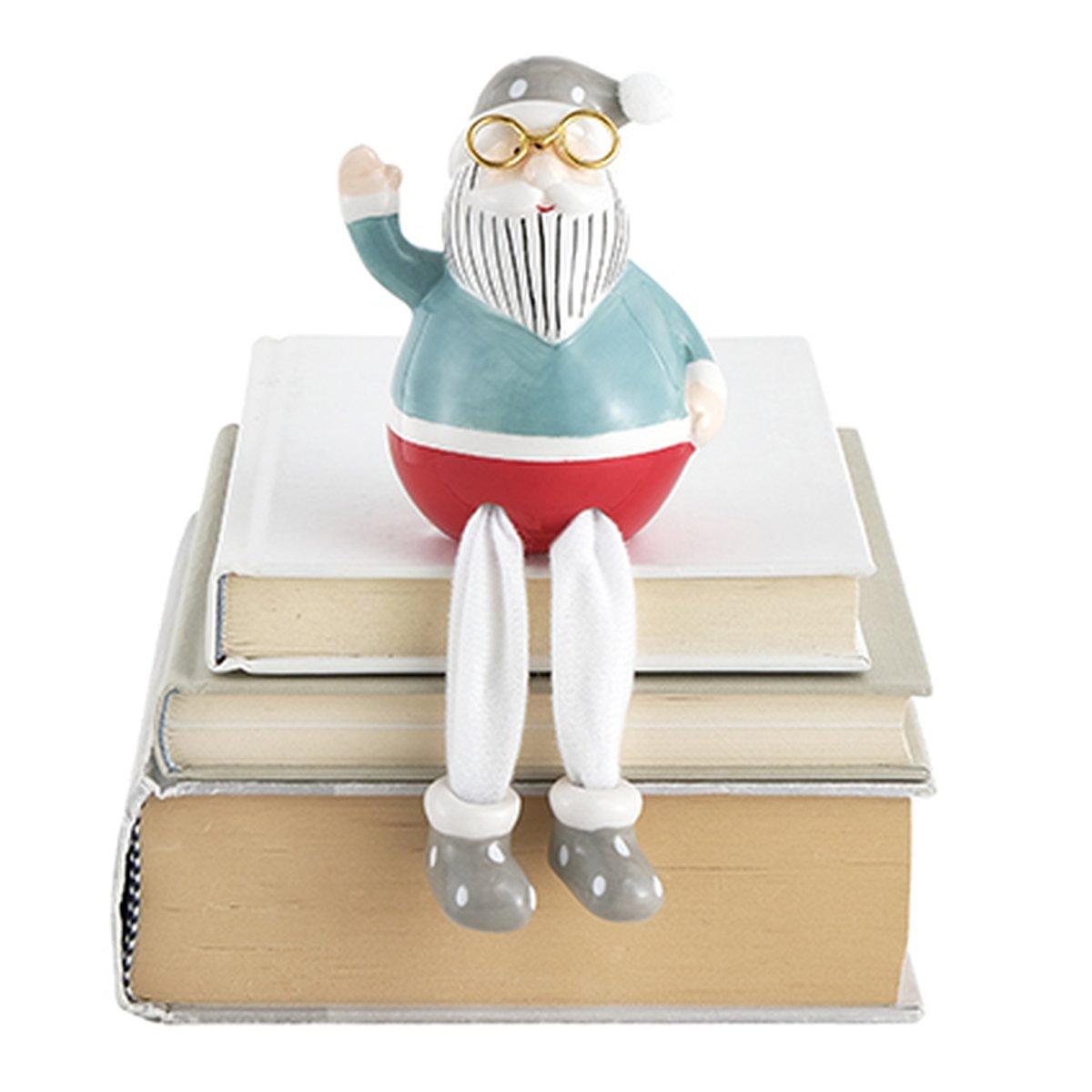 Babbo Natale Ceramica Abito Grigio con Gambe cm.10 |Montemaggi