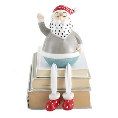 Babbo Natale Ceramica Abito Grigio con Gambe cm.16 |Montemaggi