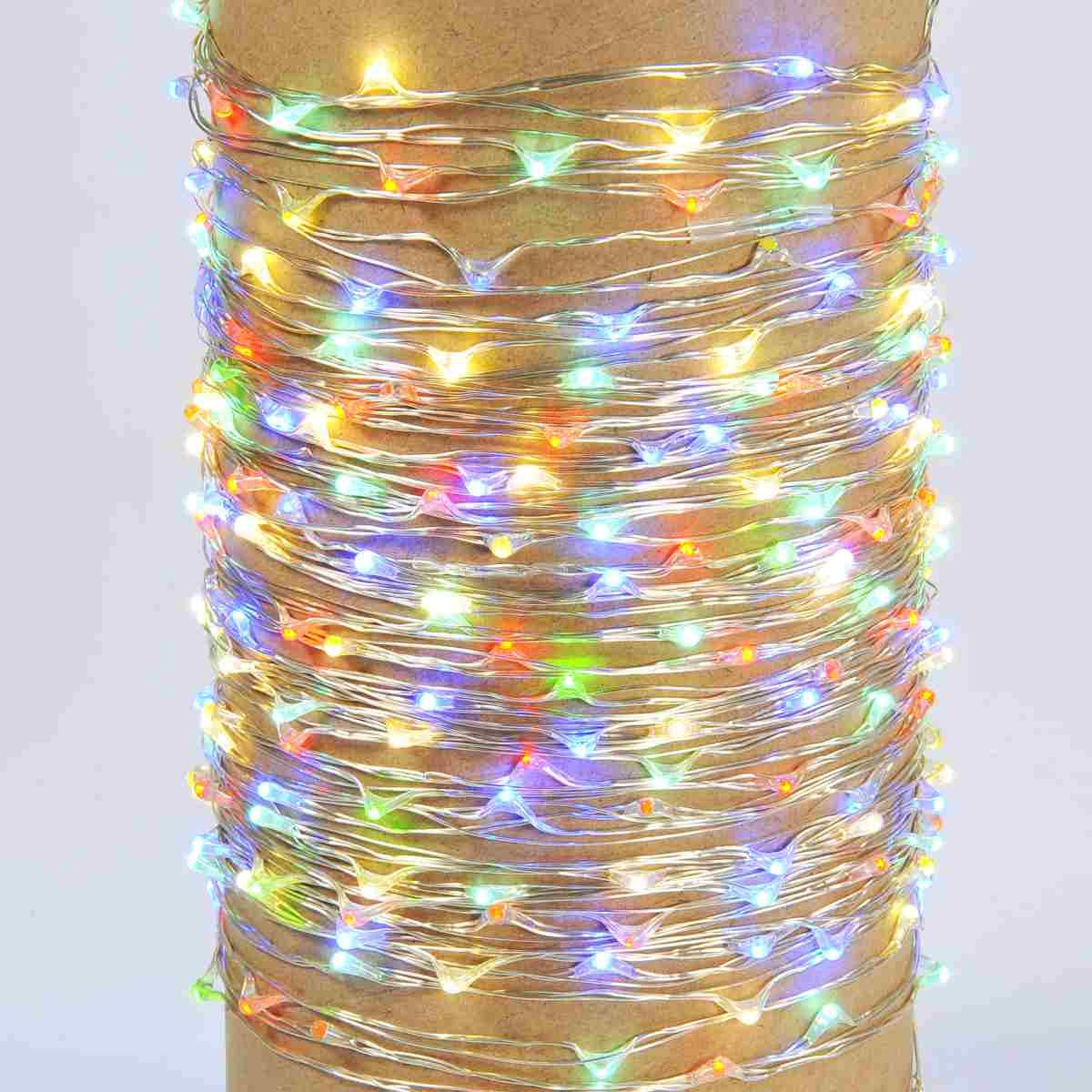 Luci Natale esterno LED 300 Micro Copper Multicolor Filo Rame Argento |Silani