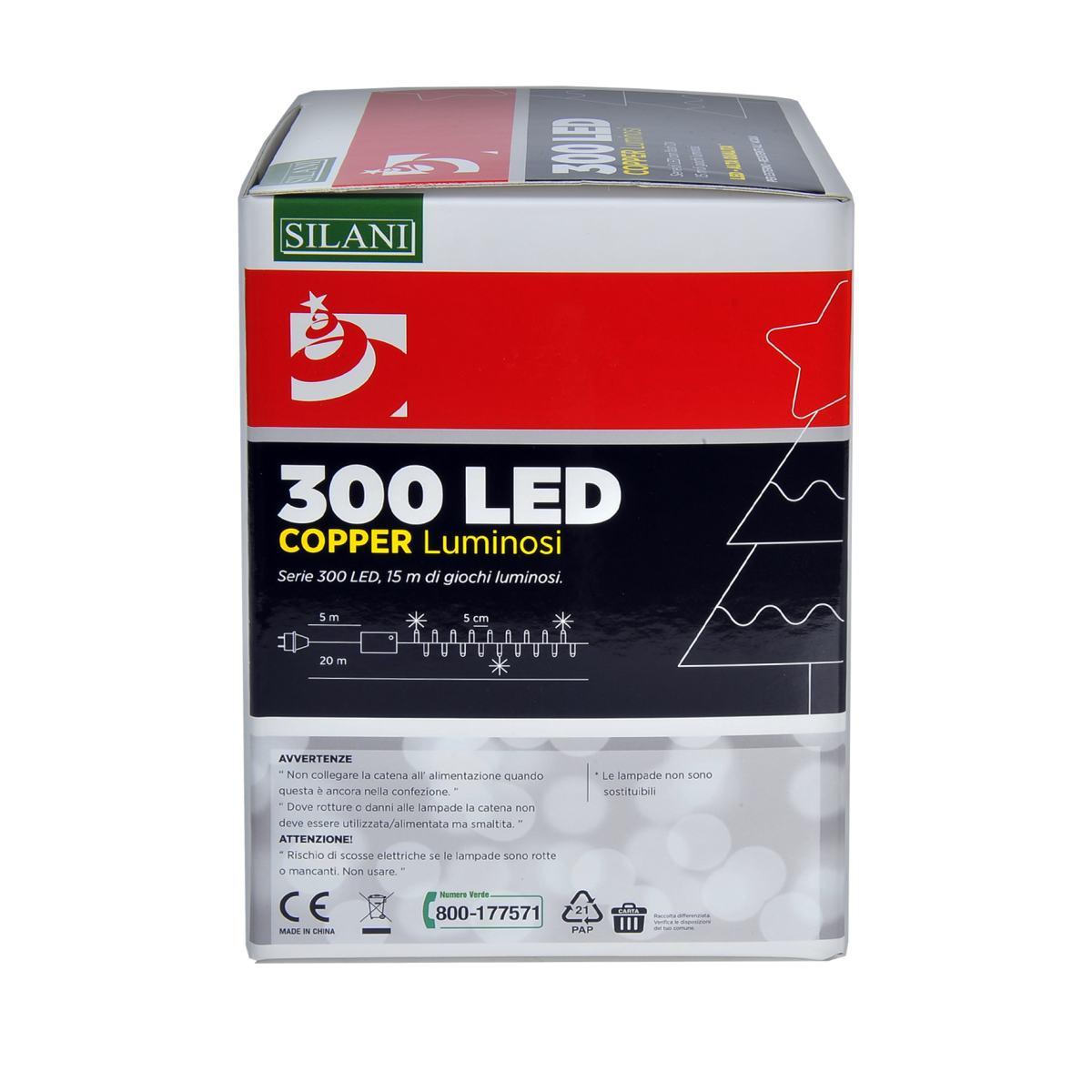 Luci Natale esterno LED 300 Micro Copper Multicolor Filo Rame Argento |Silani