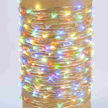 Luci Natale esterno LED 300 Micro Copper Multicolor Filo Rame Argento |Silani