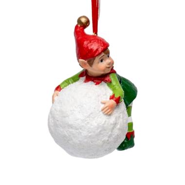 Decorazione Natalizia Elfo Resina su Sfera cm.11 |Silani