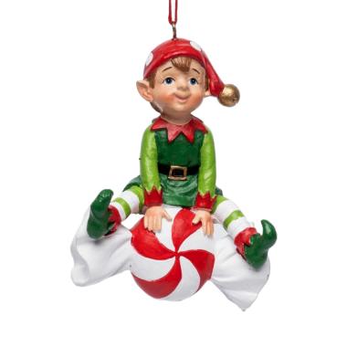 Decorazione Natalizia Elfo Resina con Caramella cm.10 |Silani