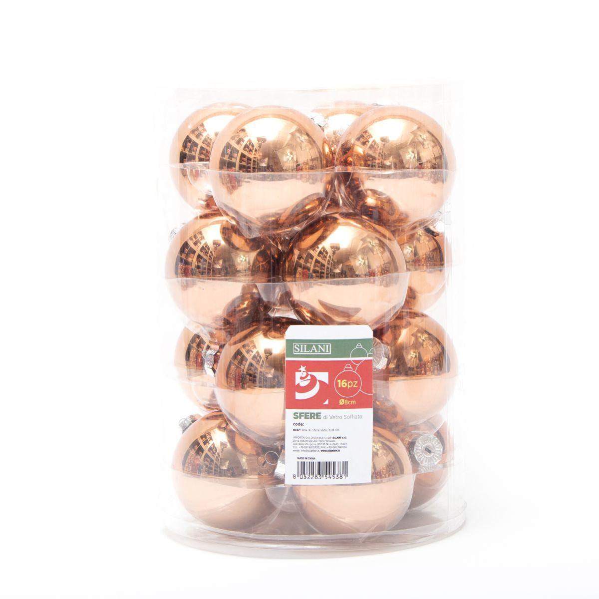 Pallina Natale Vetro cm.8 Bronzo Set pz.16 |Silani