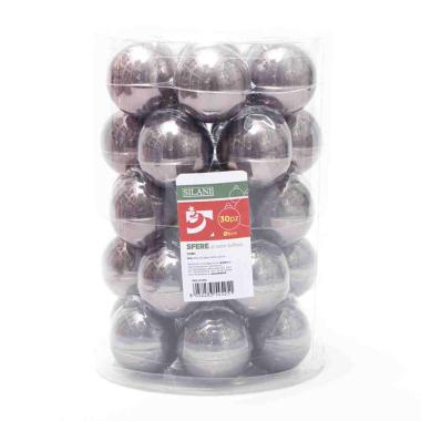 Pallina Natale Vetro cm.6 Grigio Fum Lucide Set pz.30 |Silani