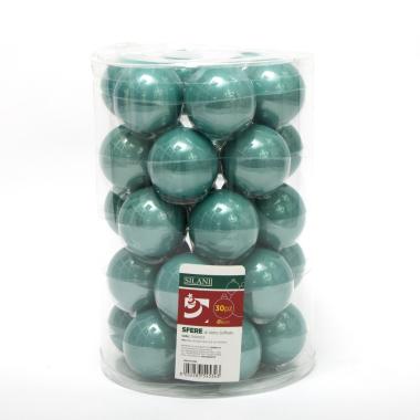 Pallina Natale Vetro cm.6 Turchese Lucide Set pz.30 |Silani