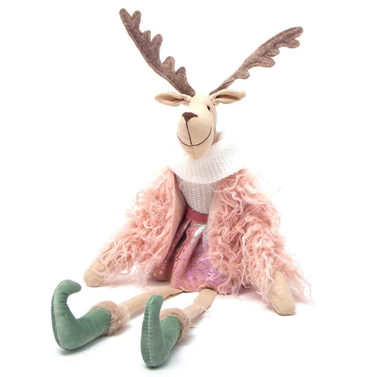 Pupazzo Renna con Pelliccia Rosa cm.42 |Silani
