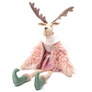 Pupazzo Renna con Pelliccia Rosa cm.42 |Silani