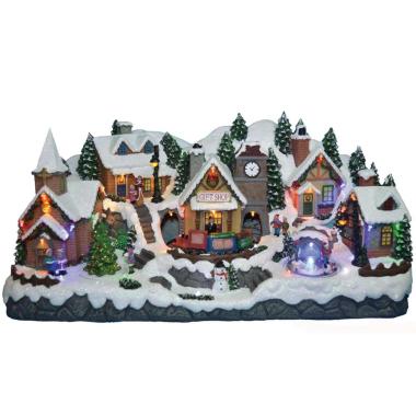 Giostra Natale Villaggio Livigno Luci Mov Suoni cm.57x27x26 |Silani