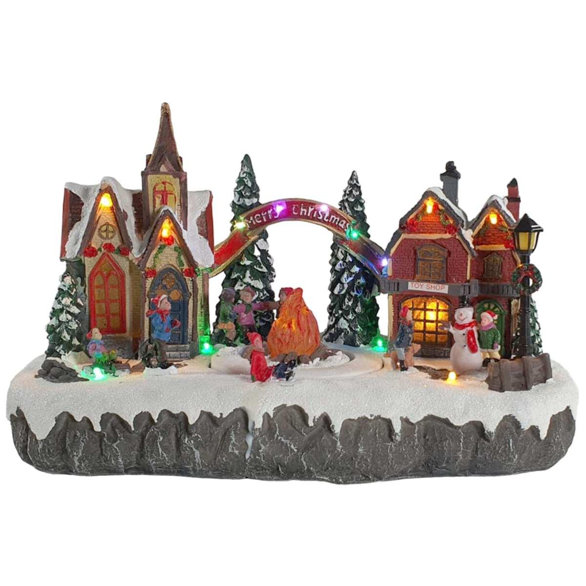 Giostra Natale Villaggio Scout con Luci Mov Suoni cm.35x19x21 |Silani