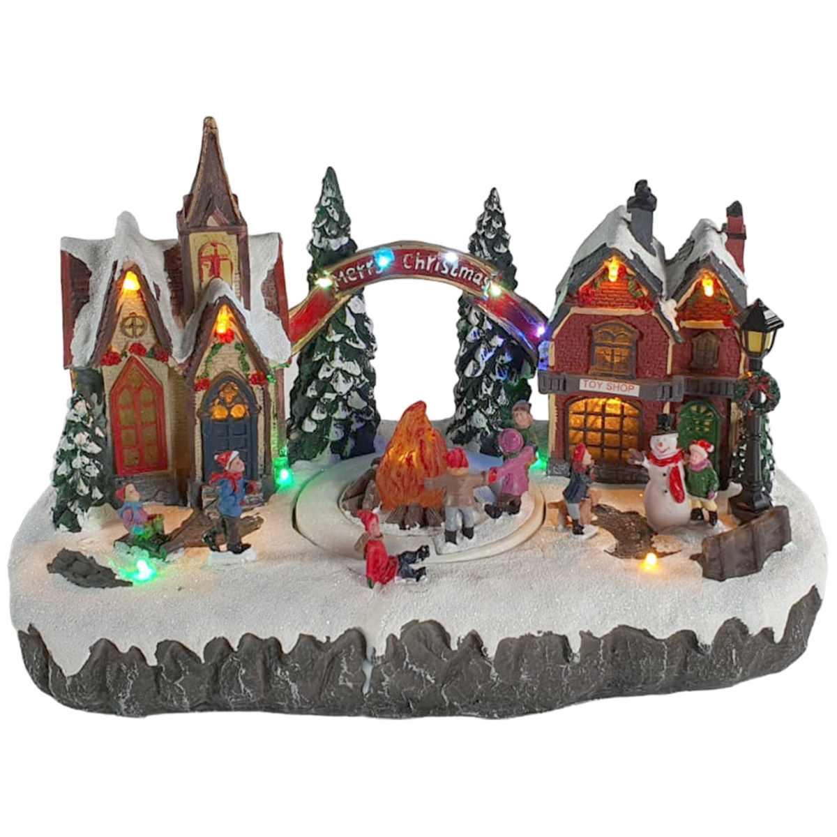 Giostra Natale Villaggio Scout con Luci Mov Suoni cm.35x19x21 |Silani