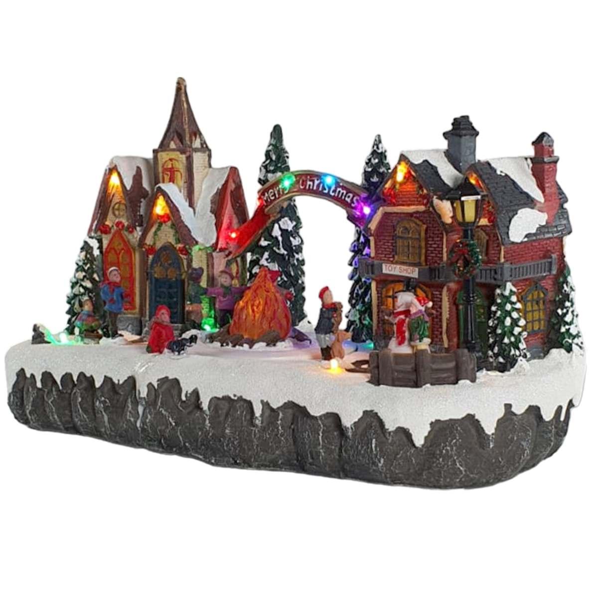 Giostra Natale Villaggio Scout con Luci Mov Suoni cm.35x19x21 |Silani