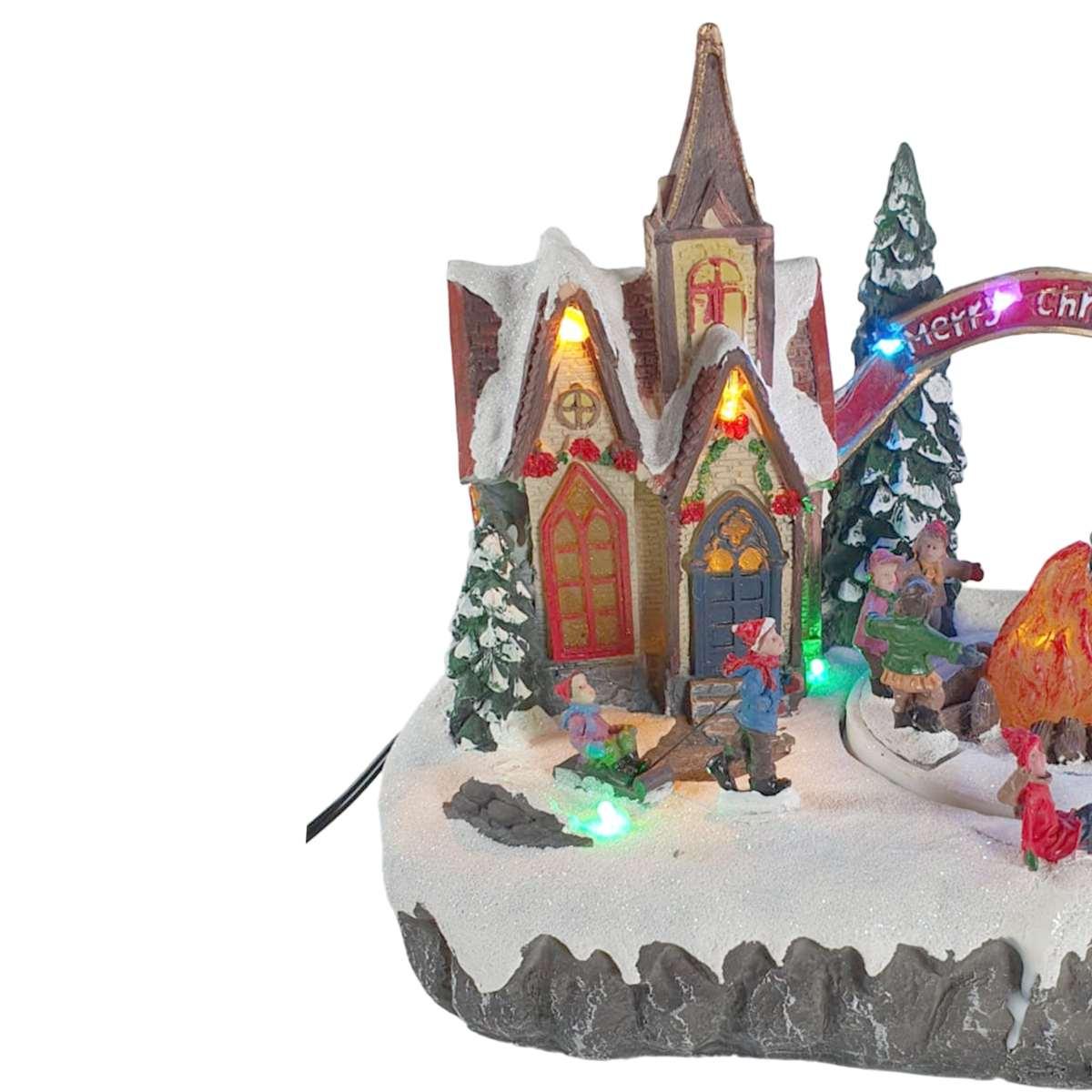 Giostra Natale Villaggio Scout con Luci Mov Suoni cm.35x19x21 |Silani