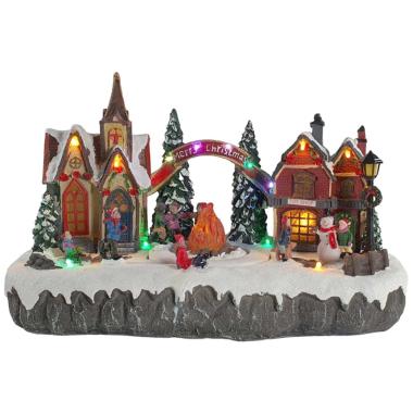 Giostra Natale Villaggio Scout con Luci Mov Suoni cm.35x19x21 |Silani