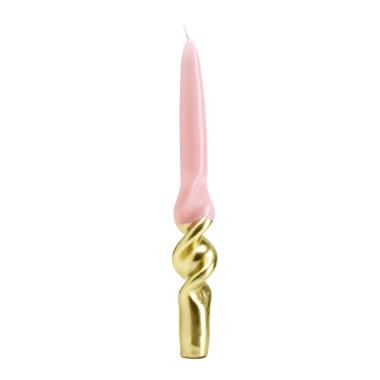 Candela cm.22 Tortiglione Oro/Rosa Set pz.4 |Fade
