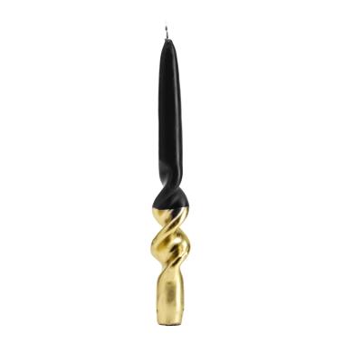 Candela cm.22 Tortiglione Oro/Nero Set pz.4 |Fade